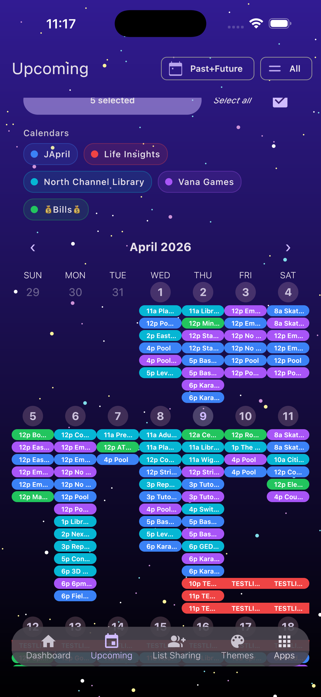 Star Task calendar view with color-coded events