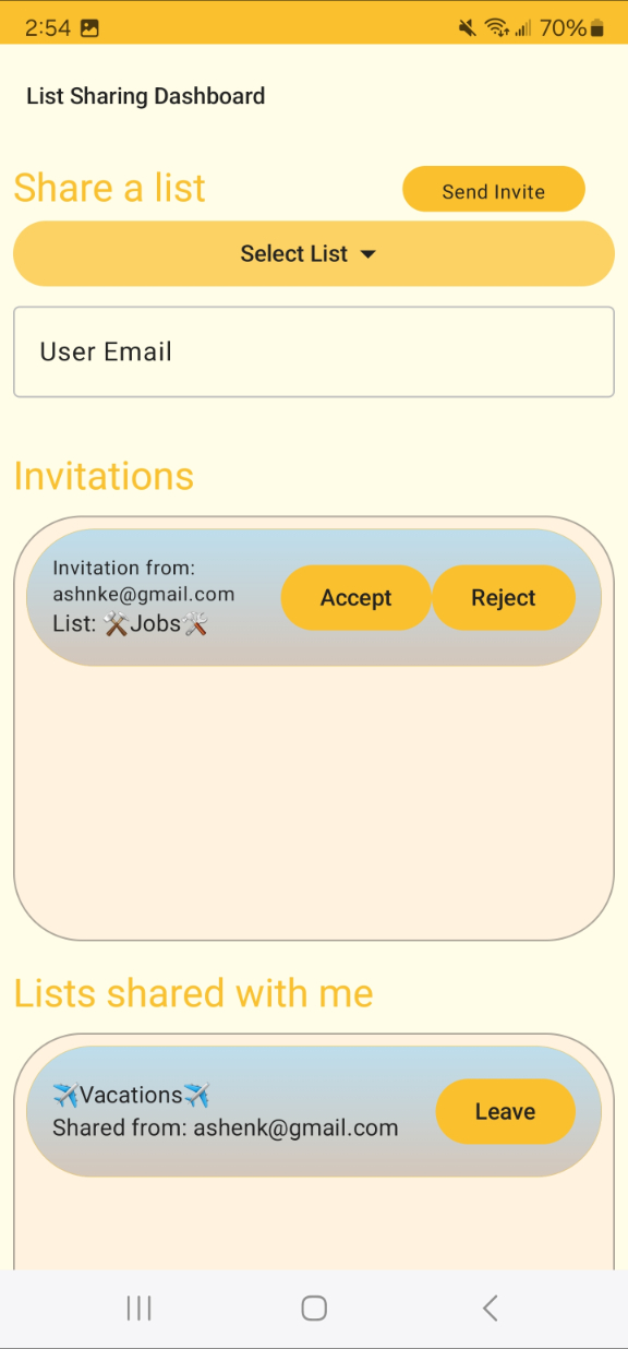 List Share screenshot